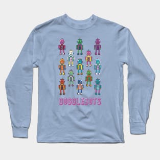 Gogglebots - retro robot design in pink by Cecca Designs Long Sleeve T-Shirt